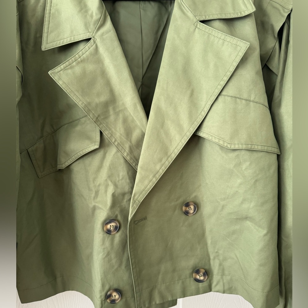 NEW Free People Green Looking Glass Cropped Trench Coat XL - Picture 5 of 9